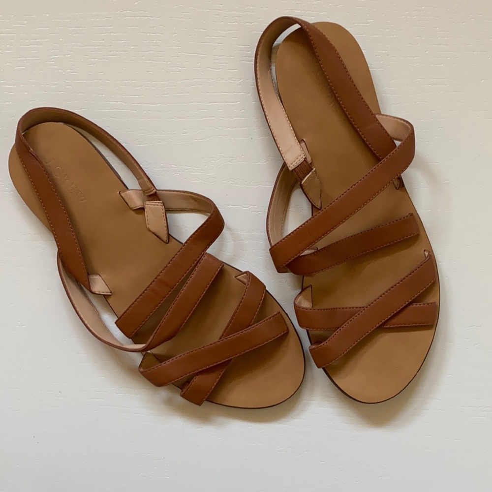 J.Crew Brown Cross Strap Sandals